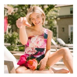 Albion Fit Icon Ruched One-Piece in Peony